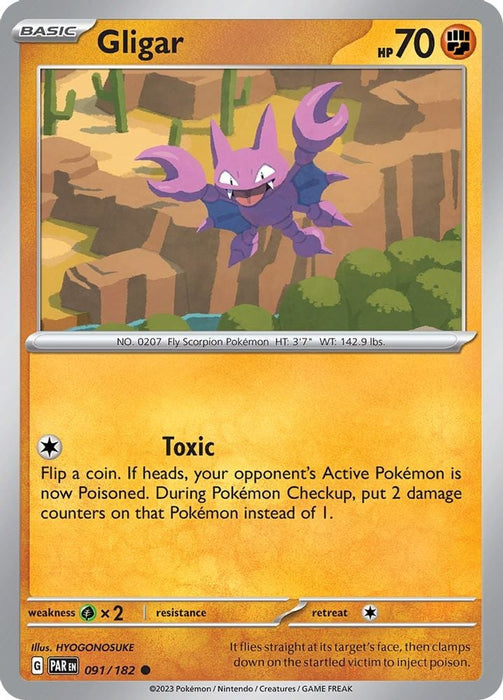 Gligar (#091/182) (SV04: Paradox Rift) Near Mint Reverse Holofoil