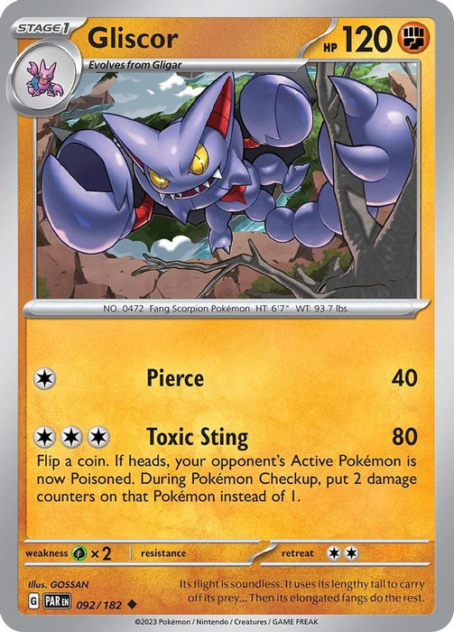 Gliscor (#092/182) (SV04: Paradox Rift) Near Mint Reverse Holofoil
