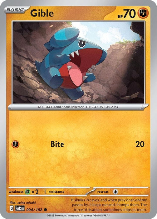 Gible (#094/182) (SV04: Paradox Rift) Near Mint Reverse Holofoil