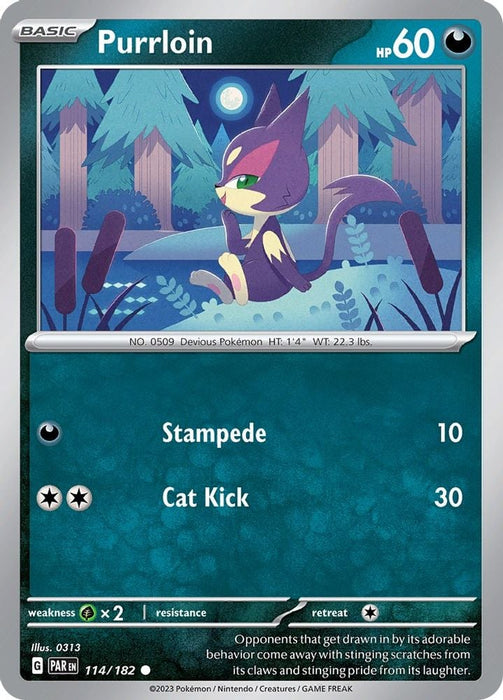 Purrloin (#114/182) (SV04: Paradox Rift) Near Mint Reverse Holofoil