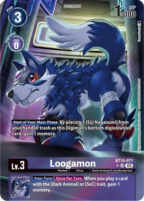 Loogamon (Alternate Art) (#BT14-071 SR) (Blast Ace) Near Mint Foil