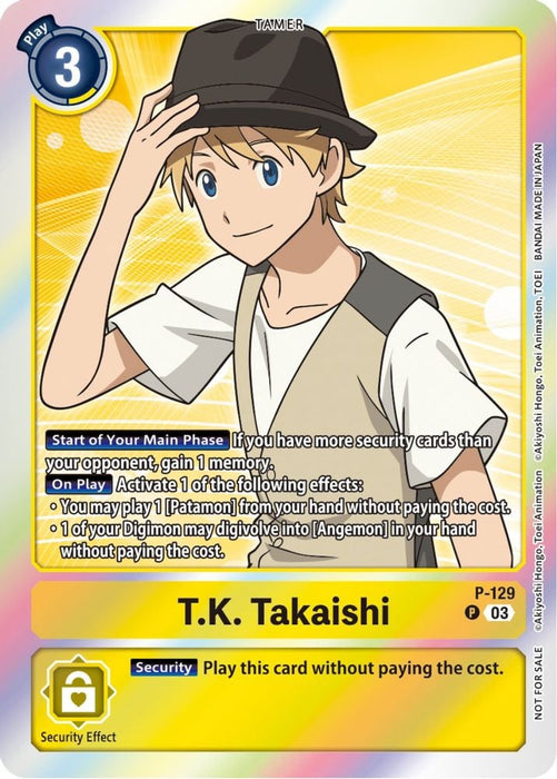 T.K. Takaishi - P-129 (Tamer Party Pack -The Beginning- Ver. 2.0) (#P-129 P) (Digimon Promotion Cards) Near Mint Foil