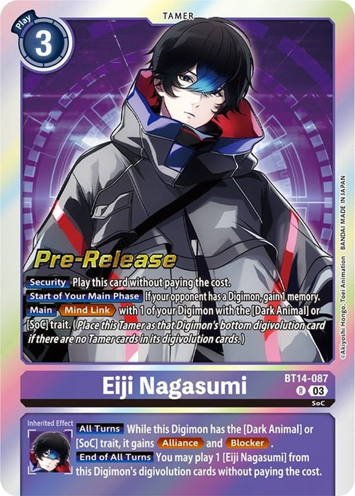 Eiji Nagasumi (#BT14-087 R) (Blast Ace Pre-Release Cards) Near Mint Foil