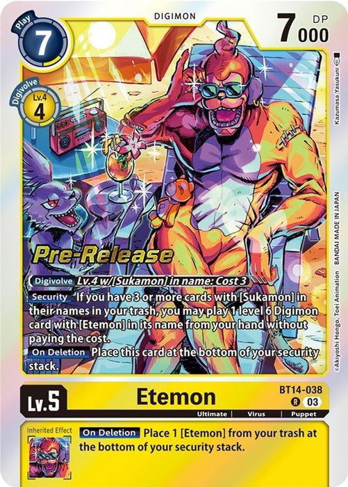 Etemon (#BT14-038 R) (Blast Ace Pre-Release Cards) Near Mint Foil