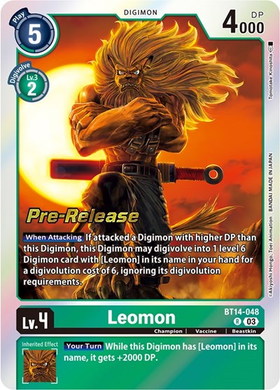 Leomon (#BT14-048 R) (Blast Ace Pre-Release Cards)