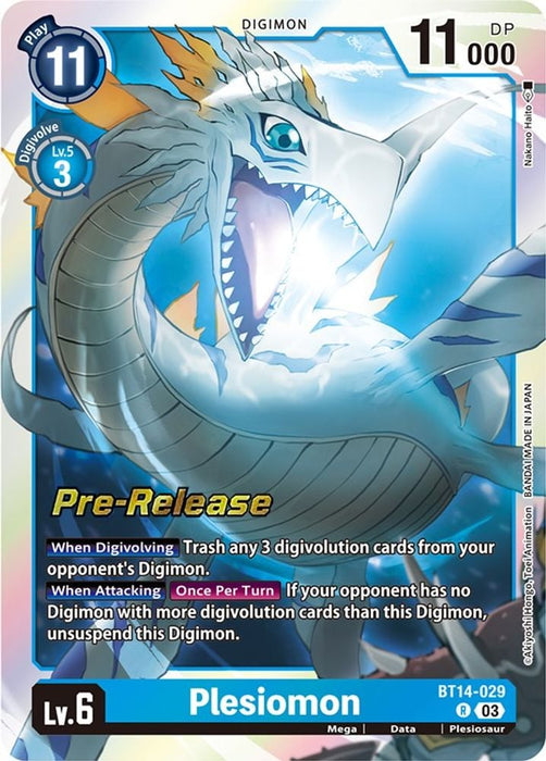 Plesiomon (#BT14-029 R) (Blast Ace Pre-Release Cards) Near Mint Foil