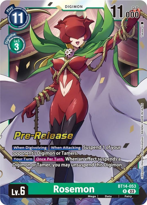 Rosemon (#BT14-053 R) (Blast Ace Pre-Release Cards) Near Mint Foil
