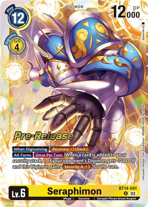 Seraphimon (#BT14-041 R) (Blast Ace Pre-Release Cards) Near Mint Foil