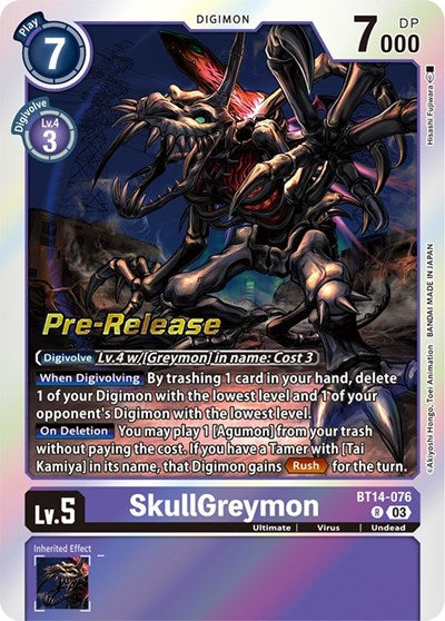 SkullGreymon (#BT14-076 R) (Blast Ace Pre-Release Cards)