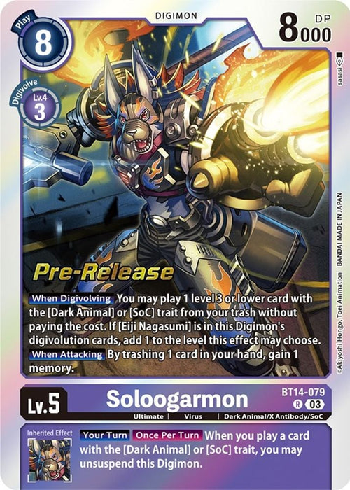 Soloogarmon (#BT14-079 R) (Blast Ace Pre-Release Cards) Near Mint Foil