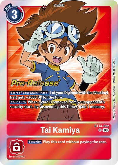 Tai Kamiya (#BT14-082 R) (Blast Ace Pre-Release Cards)