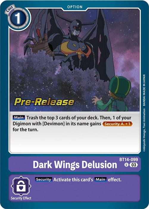 Dark Wings Delusion (#BT14-099 U) (Blast Ace Pre-Release Cards) Near Mint Foil