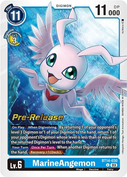 MarineAngemon (#BT14-030 U) (Blast Ace Pre-Release Cards) Near Mint Foil