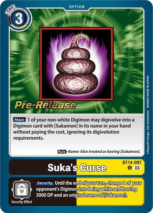Suka's Curse (#BT14-097 U) (Blast Ace Pre-Release Cards) Near Mint Foil