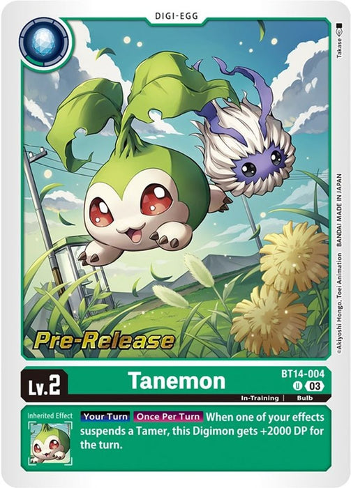 Tanemon (#BT14-004 U) (Blast Ace Pre-Release Cards) Near Mint Foil