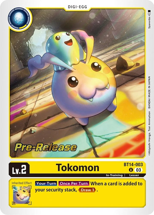 Tokomon (#BT14-003 U) (Blast Ace Pre-Release Cards) Near Mint Foil