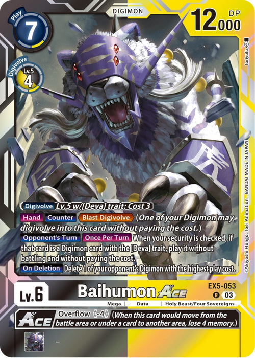 Image for Baihumon ACE (EX5-053 R) - Digimon Card Game