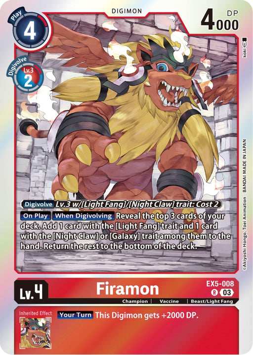 Image for Firamon (EX5-008 R) - Digimon Card Game