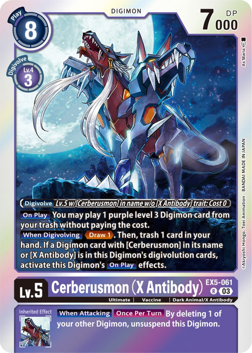 Image for Cerberusmon (X Antibody) (EX5-061 R) - Digimon Card Game