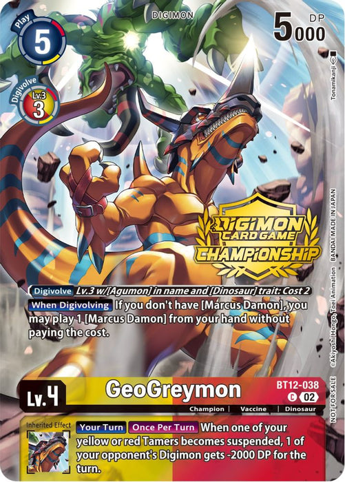 GeoGreymon (Championship 2023 Tamers Pack) (#BT12-038 C) (Across Time) Near Mint Foil