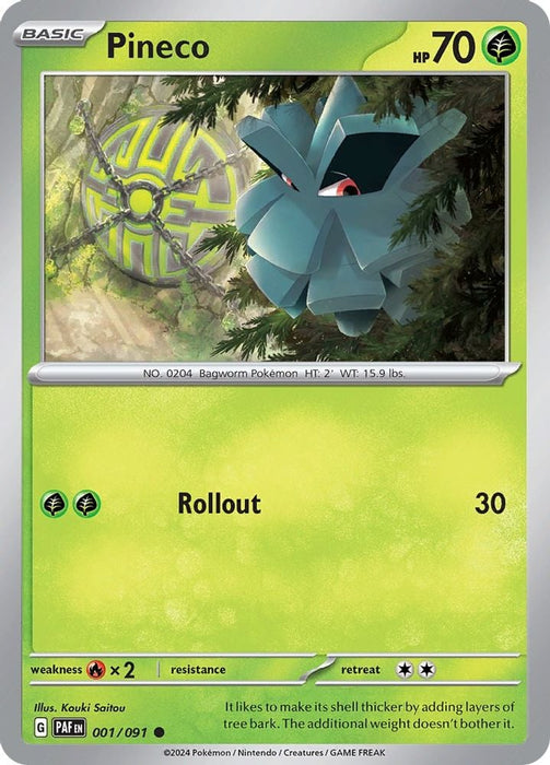 Pineco 001 091 (#001/091) (SV: Paldean Fates) Near Mint Reverse Holofoil