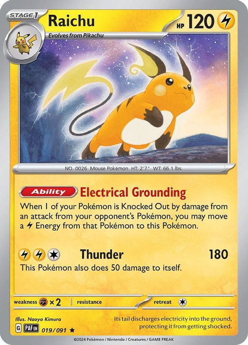 Raichu 019 091 (#019/091) (SV: Paldean Fates) Near Mint Reverse Holofoil