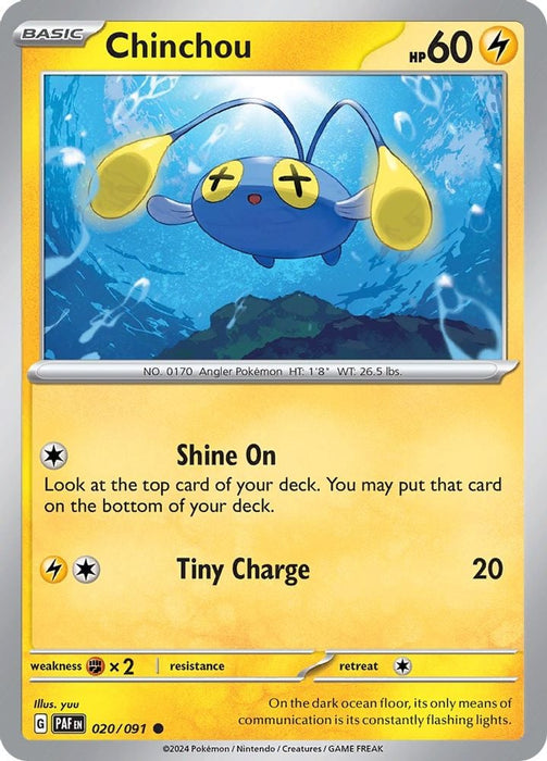 Chinchou (#020/091) (SV: Paldean Fates) Near Mint Reverse Holofoil