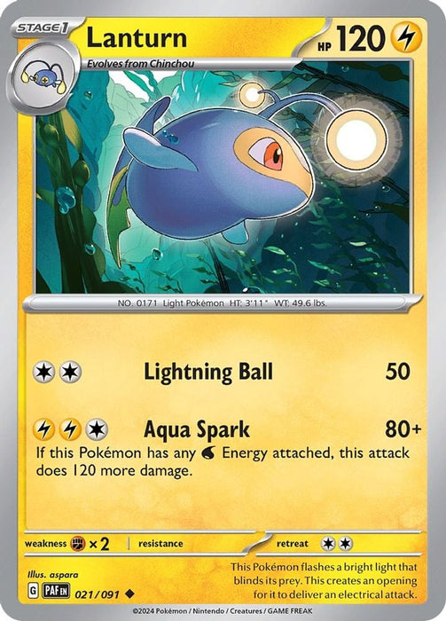 Lanturn (#021/091) (SV: Paldean Fates) Near Mint Reverse Holofoil