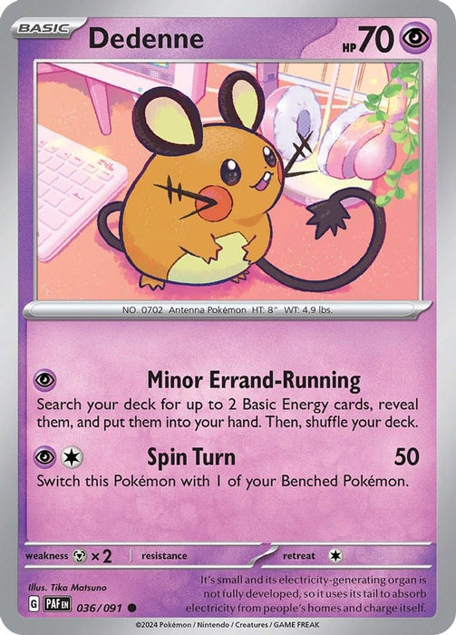 Dedenne (#036/091) (SV: Paldean Fates) Near Mint Reverse Holofoil