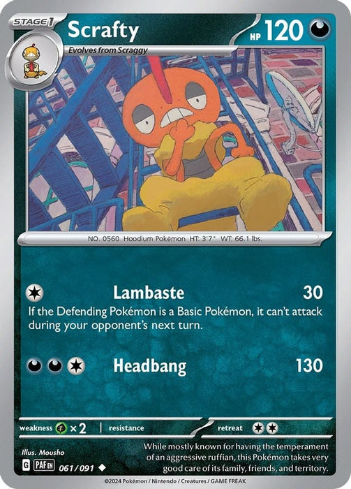 Scrafty (#061/091) (SV: Paldean Fates) Near Mint Reverse Holofoil