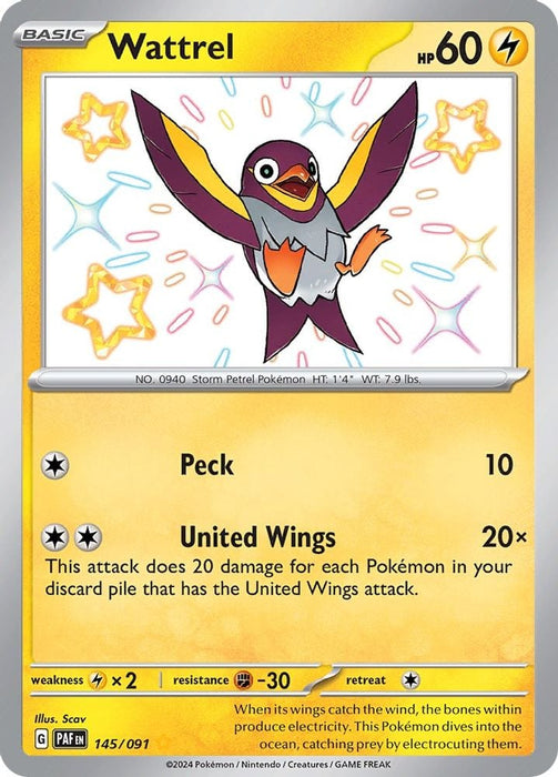 Wattrel (#145/091) (SV: Paldean Fates) Near Mint Holofoil