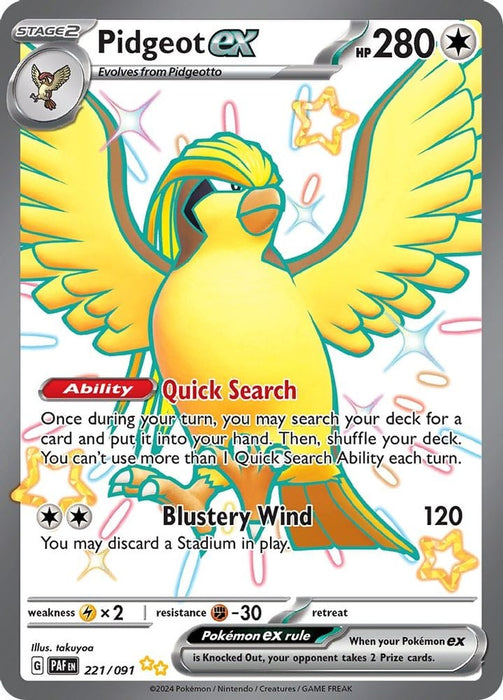 Pidgeot ex (#221/091) (SV: Paldean Fates) Near Mint Holofoil