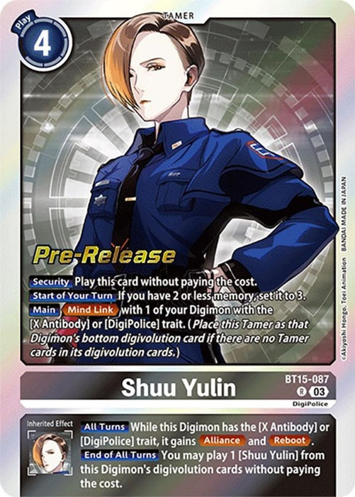 Shuu Yulin (#BT15-087 R) (Exceed Apocalypse Pre-Release Cards) Near Mint Foil