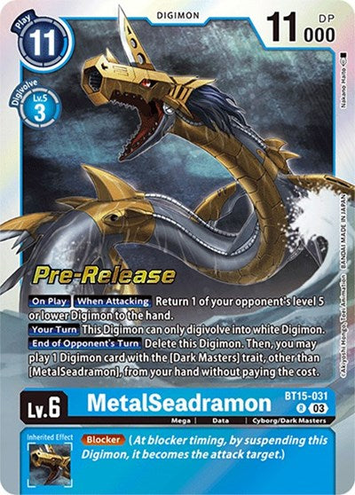 MetalSeadramon (#BT15-031 R) (Exceed Apocalypse Pre-Release Cards)