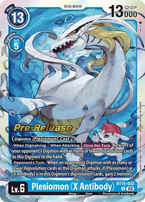 Plesiomon X Antibody (#BT15-032 R) (Exceed Apocalypse Pre-Release Cards) Near Mint Foil
