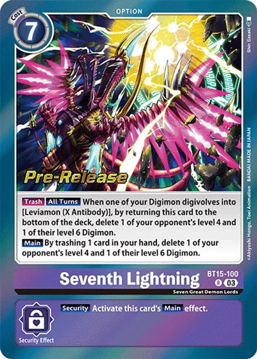 Seventh Lightning (#BT15-100 R) (Exceed Apocalypse Pre-Release Cards) Near Mint Foil