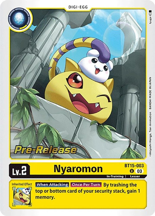Nyaromon (#BT15-003 U) (Exceed Apocalypse Pre-Release Cards) Near Mint Foil