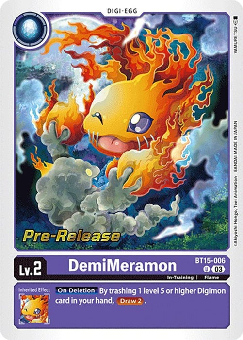 DemiMeramon (#BT15-006 U) (Exceed Apocalypse Pre-Release Cards) Near Mint Foil