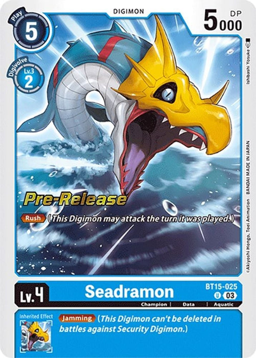 Seadramon (#BT15-025 U) (Exceed Apocalypse Pre-Release Cards) Near Mint Foil