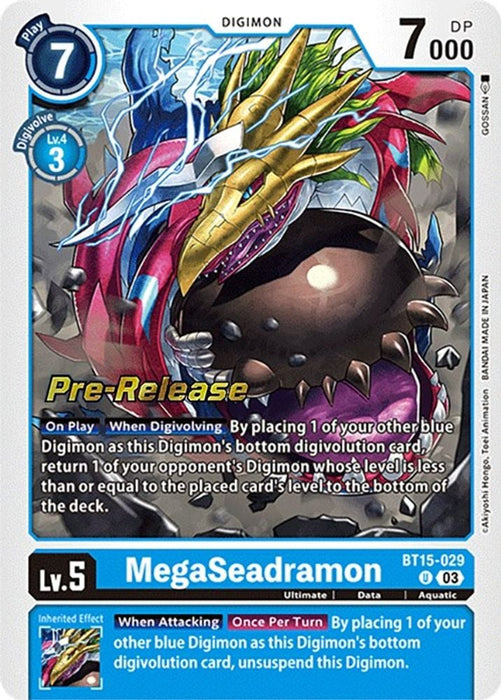 MegaSeadramon (#BT15-029 U) (Exceed Apocalypse Pre-Release Cards) Near Mint Foil