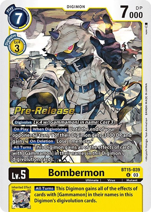 Bombermon (#BT15-039 U) (Exceed Apocalypse Pre-Release Cards) Near Mint Foil