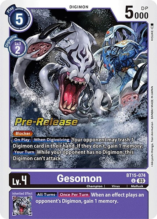 Gesomon (#BT15-074 U) (Exceed Apocalypse Pre-Release Cards) Near Mint Foil