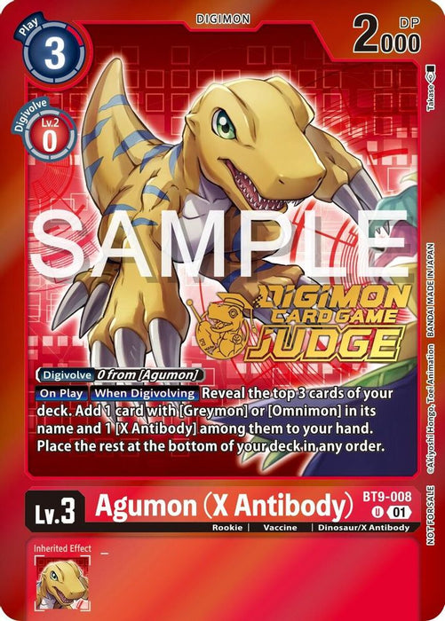 Agumon (X Antibody) (Judge Pack 5) (#BT9-008 U) (X Record) Near Mint Foil