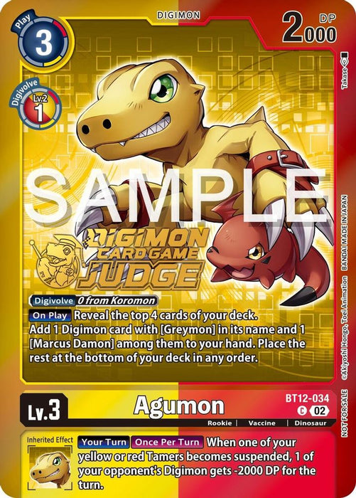 Agumon - BT12-034 (Judge Pack 5) (#BT12-034 C) (Across Time) Near Mint Foil