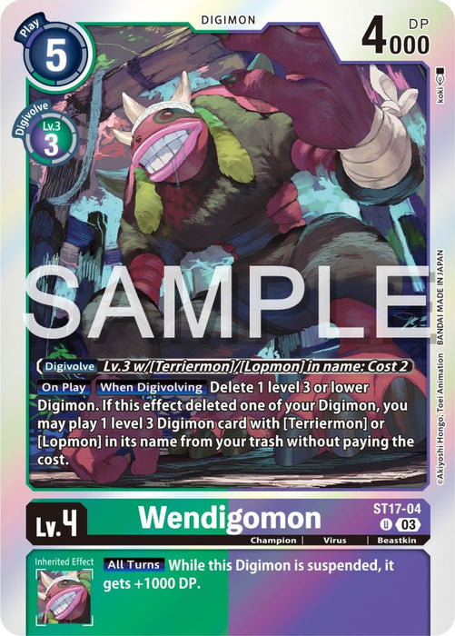 Wendigomon (#ST17-04 U) (Starter Deck 17: Double Typhoon Advanced Deck Set) Near Mint Foil