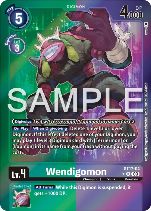 Image for Wendigomon (Advanced Deck Set Double Typhoon Secret Pack) (ST17-04 U) - Digimon Card Game