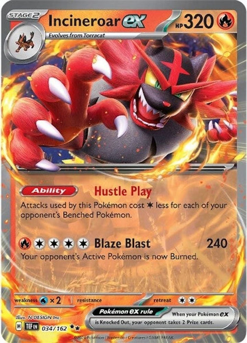 Incineroar ex - 034/162 (#034/162) (SV05: Temporal Forces) Near Mint Holofoil