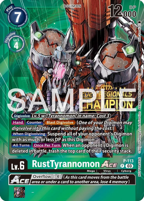 RustTyrannomon ACE - P-113 (2024 Regionals Champion) (#P-113 P) (Digimon Promotion Cards) Near Mint Foil