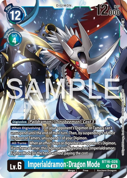 Imperialdramon: Dragon Mode (#BT16-028 R) (Beginning Observer) Near Mint Foil