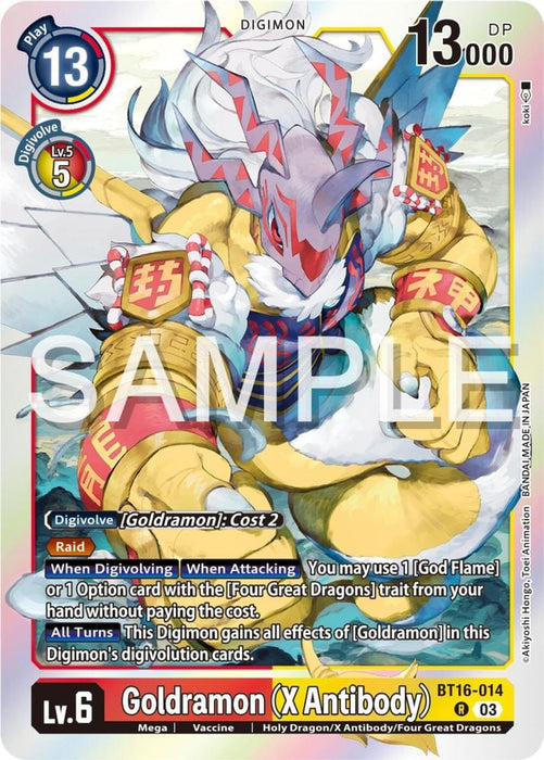 Goldramon (X Antibody) (#BT16-014 R) (Beginning Observer) Near Mint Foil